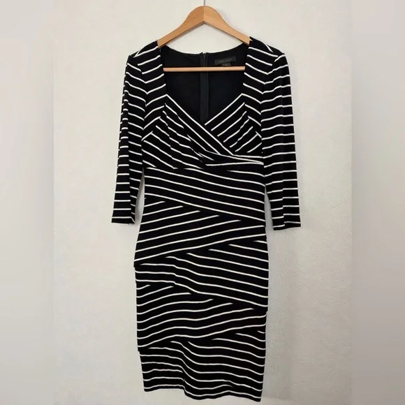 White House Black Market Striped Body-con Cocktail Dress, Size 6 - Picture 3 of 8